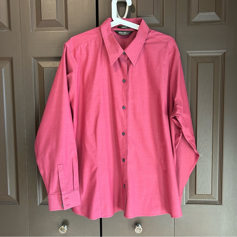 Eddie Bauer Women's Casual Raspberry Pink Button-Down Shirt